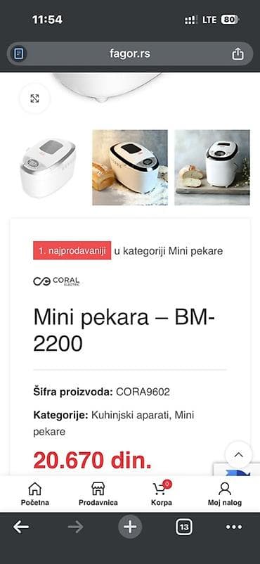 pekarska pec: Mini pekara Coral Electric BM-2200 - Kategorija: Kuhinjski aparati – — 2