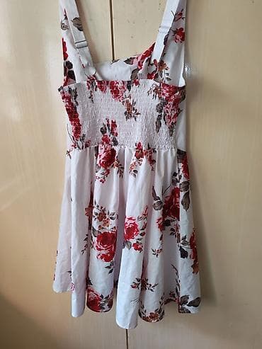 shooter odeca: Letnja haljina na tregere – cvetni dezen - Boja: belo platno sa — 2