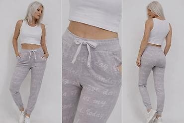 ugg 36: Ženske trenerke – sivi melirani džoger kroj sa natpisima. Nošen jednu — 3