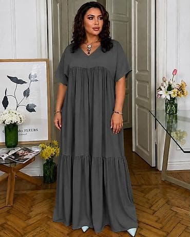 new yourker haljine: Ženska maxi haljina – boho kroj sa V-izrezom Haljina za punije XL 2XL — 3