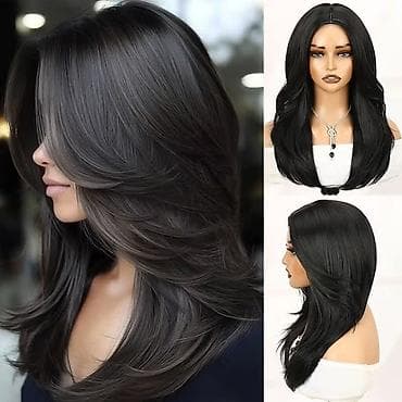 mona bez torbe: Perike – 3400 din Duga ravna perika sa šiškama, ombre prelaz crna → — 6