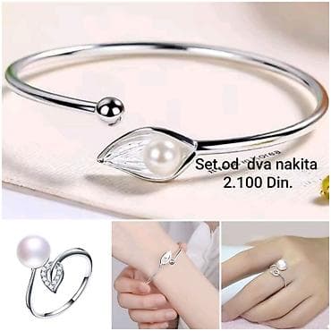 mindjuse uz uvo: Posrebreni set od dva nakita Srebrnasto-beli minimalistički dizajn sa — 2