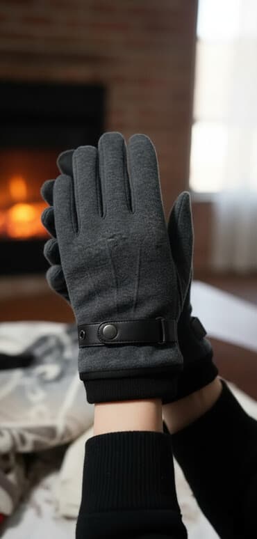 dugacke kozne rukavice: Topli zimski rukavice – sivi - Materijal: meka, topla tkanina sa — 1