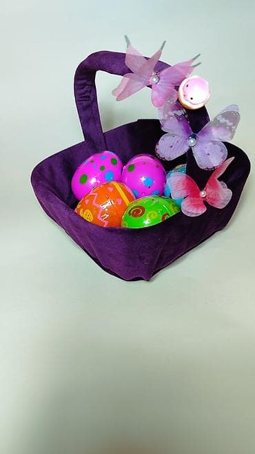Rasveta: Uskršnja dekorativna korpa sa jajima - Elegantna, meka korpa obložena — 4