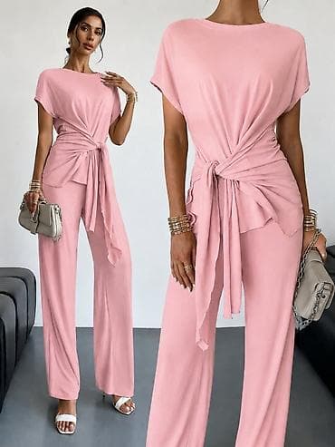 svecani kompleti za punije dame: Damski elegantni komplet – bluza i pantalone sa širokim nogavicama - — 2
