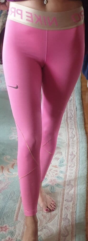 nike farmerke: NIKE pro dri fit original helanke roze boje sa zlatnom debelom gumom — 10