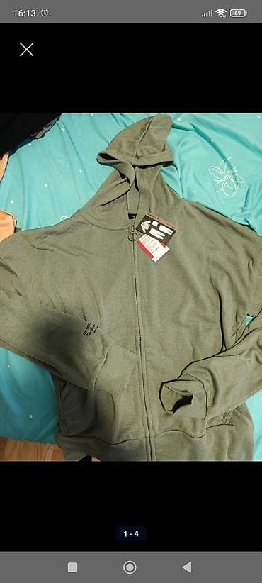 Dukserice: Zelena dukserica sa kapuljačom i rajsferšlusom - Model: dukserica na — 1