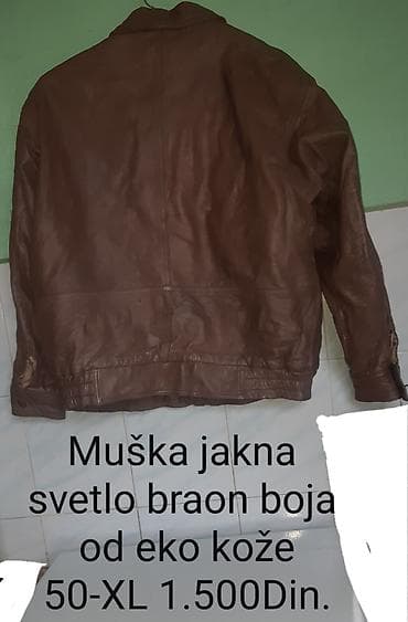 Donji delovi trenerke: Muška jakna od eko kože u svetlo braon boji.Polovna očuvanakap nova — 2