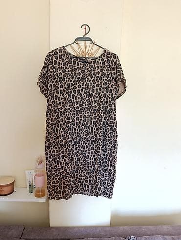 kombinezon haljina: Haljina sa leopard printom - Kroj: ravna, opuštena silueta do kolena — 1