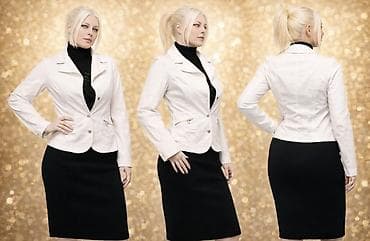 Ženski elegantni komplet – beli sako i crna uska suknja - Sako na lalafo.rs Ženski elegantni komplet – beli sako i crna uska suknja - Sako