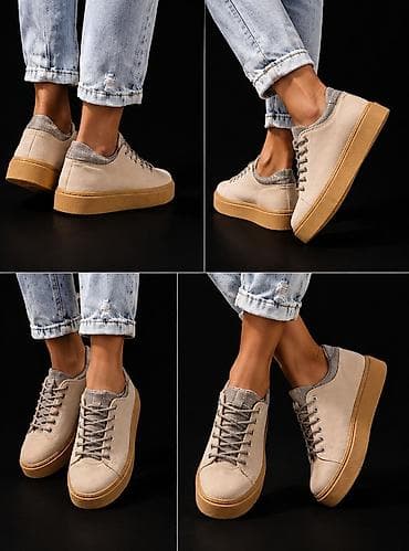 puma patike na platformu: Ženske patike na platformu – bež - Model: niske patike sa zadebljanim — 4