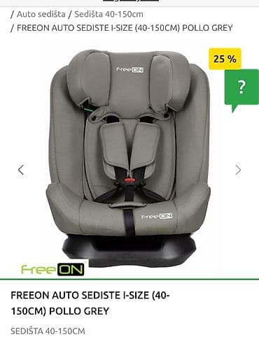 satori za decu: FreeON auto sedište i-Size (40–150 cm) – Pollo Grey Crno, potpuno novo — 1