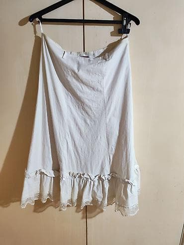 Bela midi suknja sa volanima i čipkom – ROPANN, veličina 42 -