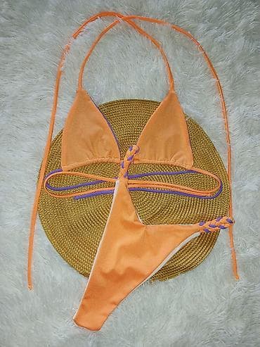 zlatibor mona: Ženski bikini komplet – narandžasto-lila - Model: trodelni izgled sa — 3