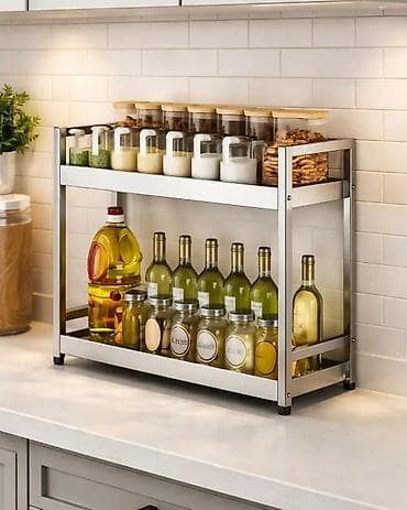 Kitchenware: Dvospratna kuhinjska polica/organizator od nerđajućeg čelika - — 1