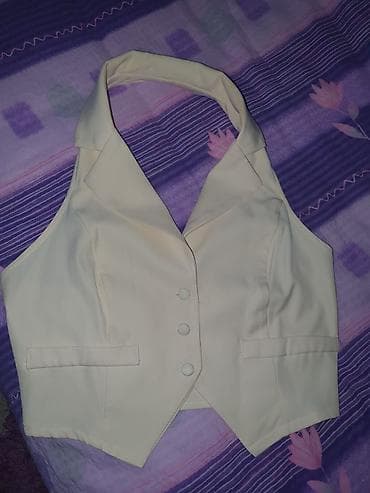 Damski komplet – prsluk i pantalone, bež/šampanj ton. - Materijal