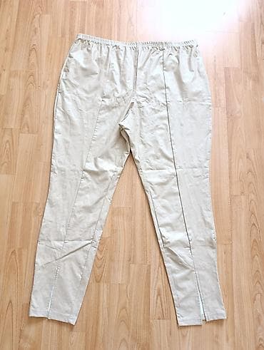 Bele/usnob krem pantalone sa elastinom i visokim strukom. - Model — 1