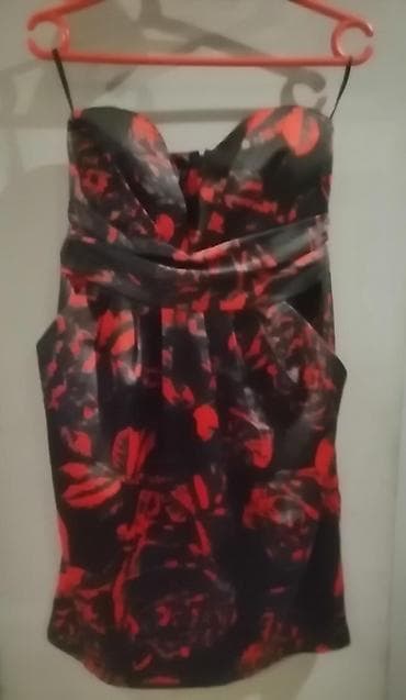 donji ves za punije dame: Elegantna ženska haljina bez bretela, crne osnove sa apstraktnim — 1