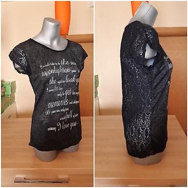 perike in: Ženska majica kratkih rukava, crna, veličina M. - Dužina: 62 cm - — 2