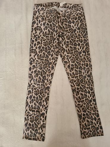Janina denim pantalone sa animal printom (leopard) - Veličina: 36