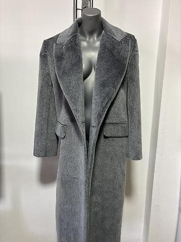 armani kaput: Ženski elegantni kaput – sivi, dugi kroj - Materijal: mekana — 1