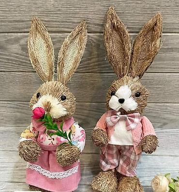 Daske za peglanje: Dekorativni zeka figure – par - Materijal: prirodna vlakna/rašćka — 3