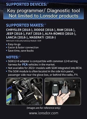 Automobili: NOVO- Lonsdor SGW FCA Adapter + 12+8 Baypass Kabel Lonsdor FCA SGV — 9