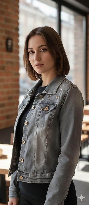 c a kaputi: Ženska teksas jakna – siva/stone-wash - Klasičan kroj do struka sa — 1