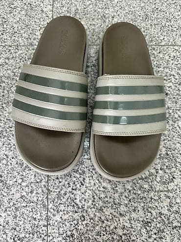 Papuče: Adidas platform papuče – sivo/maslinasta boja - Model: Adidas slide — 2