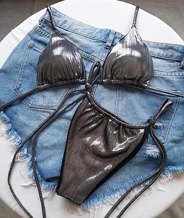 katrin odeća: Metalik bikini set – dvodelni - Model: trouglasti gornji deo sa — 4