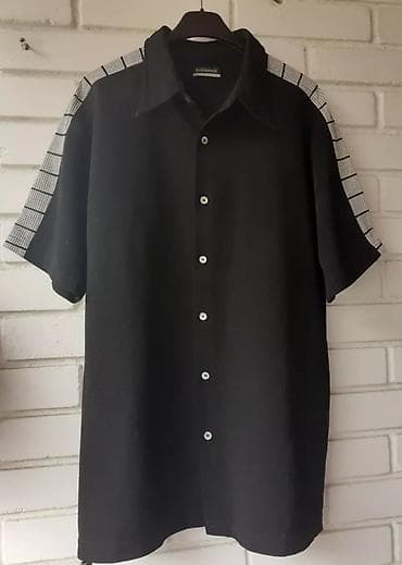 Muška košulja kratkih rukava – crna sa kontrastnim detaljima - Brend