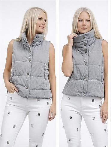 fen za bebe: Ženska prošivena prsluk-jakna bez rukava - Boja: siva, melanž - Kroj — 3
