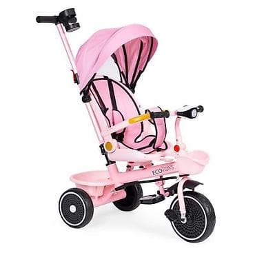sinsay baby body: ECOTOYS 2u1 tricikl sa rotirajućim sedištem i sklopivom tendom – Pink — 2