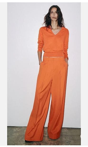 sorc i sako komplet: Zara Woman ženske pantalone širokog kroja S,M,L - Model: visoki — 3