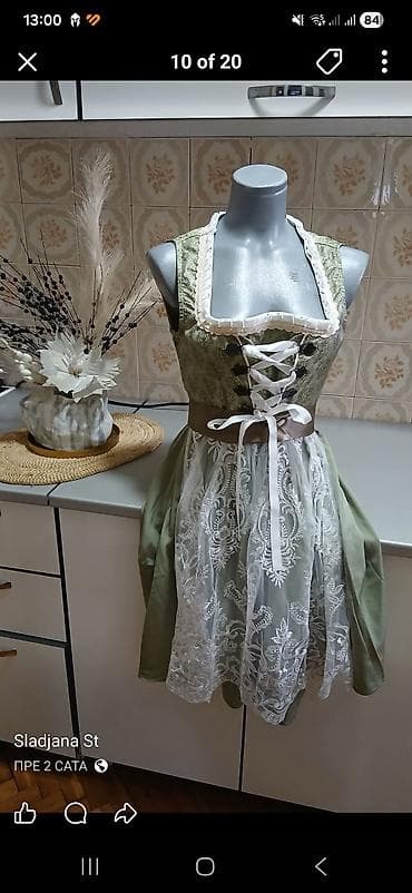 Tradicionalna ženska haljina u stilu dirndla. - Boja: maslinasto