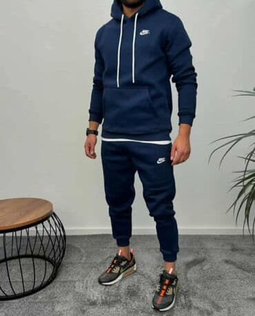 Trousers: Set, Nike, color - Blue, Cotton — 1