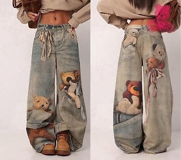 torbice sa cirkonima: ❤️Ženske široke farmerke sa printom medvedića
✅3100 din 
S m l — 4