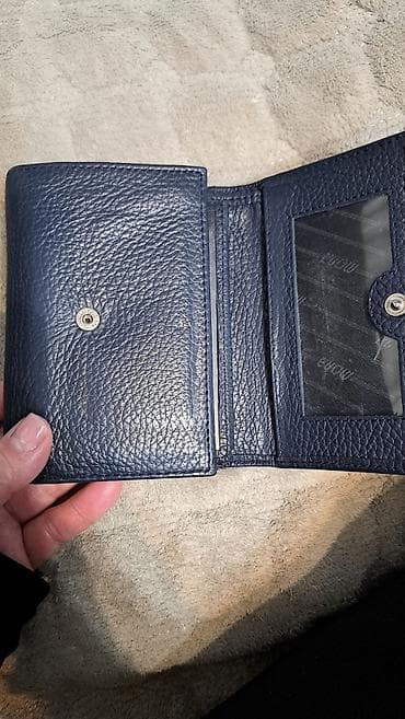 najlepše ženske tašne: Kožni novčanik Mona – teget - Materijal: prirodna, zrnasta koža - — 5