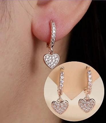 van cleef nakit cijena: Zlatne minđuše alke sa priveskom srce - Dizajn: tanke alke sa visećim — 3