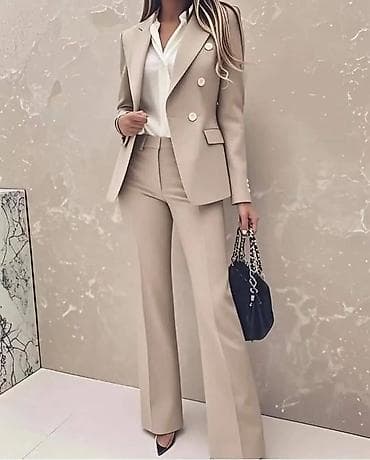 kostim vile: Damski poslovni komplet – sako i pantalone sa zvonom - Krojen za — 2