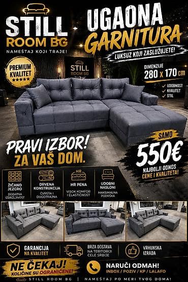 Ugaona garnitura STILL ROOM BG – luksuz i komfor za vaš dom. - na lalafo.rs Ugaona garnitura STILL ROOM BG – luksuz i komfor za vaš dom. -