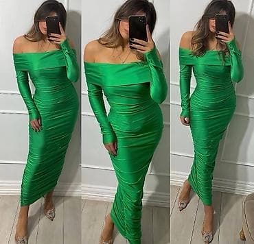 obuca bona: Elegantna midi haljina sa golim ramenima - Model: uska, duga midi — 1