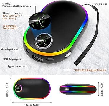 torbe za laptop carpisa: Prenosivi grejač za ruke 2‑u‑1 sa power bank funkcijom (10.000 mAh) - — 4