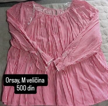 crop top h m: Bluzu karakteriše prugasti dezen u crvenoj i beloj boji, sa — 1