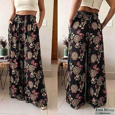 tople pantalone: Ženske široke pantalone sa printom – Emi Moda, Made in Italy - Kroj — 9