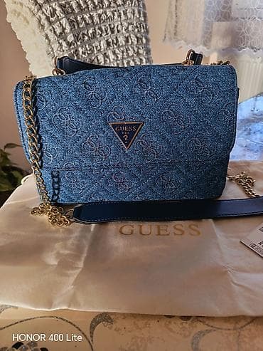 mona rs torbe: GUESS torba – model ADELASIA, boja BLUE - Materijal: teksas/denim sa — 4