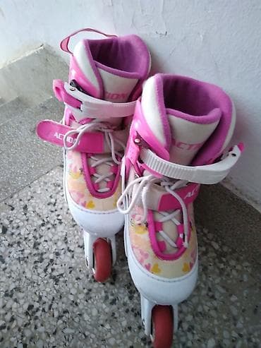 prodaja polovnih satova: Roleri Action roze podesivi br. 30-33, sa pertlama i silikonskim — 1