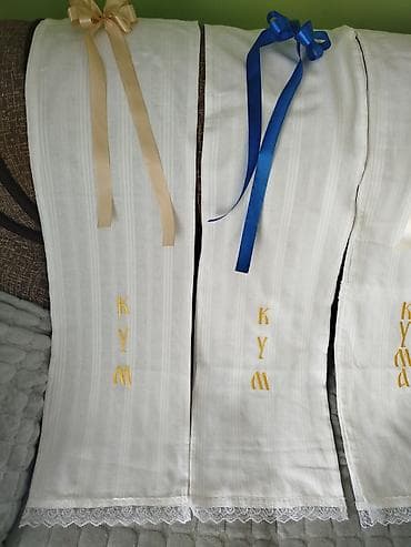 klopka za macke: Ručnici/peškiri za krštenje sa vezom - Tradicionalni beli peškiri za — 6