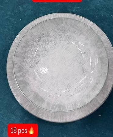 Komplet tanjira – 18 delova - Dizajn: sivi/mermerni uzorak sa