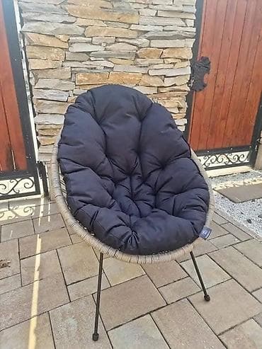 stolica fotelja akcija: Fotelja za baštu/terasu – “jaje” sa debelim jastukom - Okrugla — 10